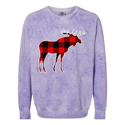 Moose Red Buffalo Plaid Deer Elk Matching Pj Family Gift Colorblast Crewneck Sweatshirt