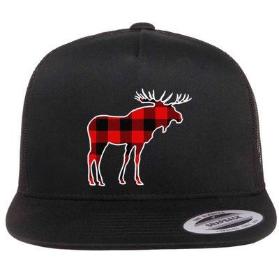 Moose Red Buffalo Plaid Deer Elk Matching Pj Family Gift Flat Bill Trucker Hat