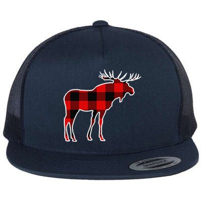 Moose Red Buffalo Plaid Deer Elk Matching Pj Family Gift Flat Bill Trucker Hat