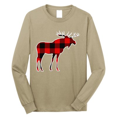 Moose Red Buffalo Plaid Deer Elk Matching Pj Family Gift Long Sleeve Shirt