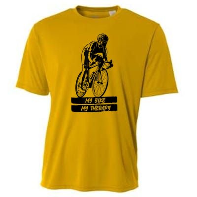 My Road Bike Is My Therapy Bike Riding Cyclist Cycling Cooling Performance Crew T-Shirt