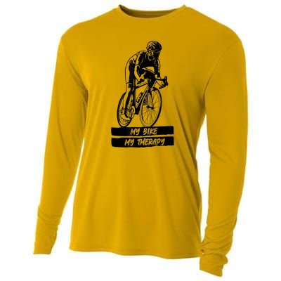 My Road Bike Is My Therapy Bike Riding Cyclist Cycling Cooling Performance Long Sleeve Crew