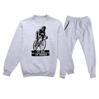 My Road Bike Is My Therapy Bike Riding Cyclist Cycling Premium Crewneck Sweatsuit Set