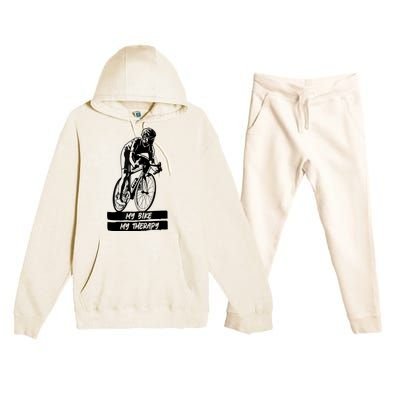 My Road Bike Is My Therapy Bike Riding Cyclist Cycling Premium Hooded Sweatsuit Set