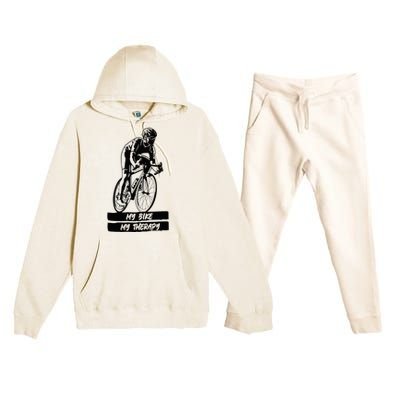 My Road Bike is my Therapy Bike Riding Cyclist Cycling Premium Hooded Sweatsuit Set