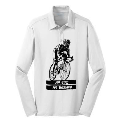 My Road Bike is my Therapy Bike Riding Cyclist Cycling Silk Touch Performance Long Sleeve Polo