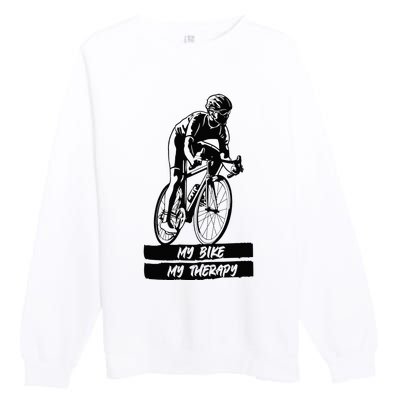 My Road Bike is my Therapy Bike Riding Cyclist Cycling Premium Crewneck Sweatshirt