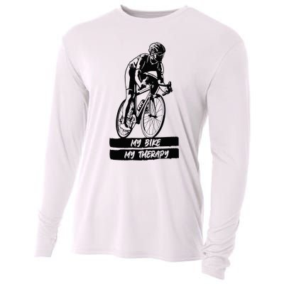 My Road Bike is my Therapy Bike Riding Cyclist Cycling Cooling Performance Long Sleeve Crew