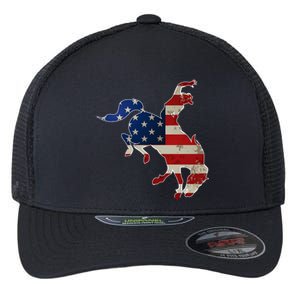 Man Riding Bucking In Rodeo Flexfit Unipanel Trucker Cap