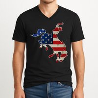 Man Riding Bucking In Rodeo V-Neck T-Shirt
