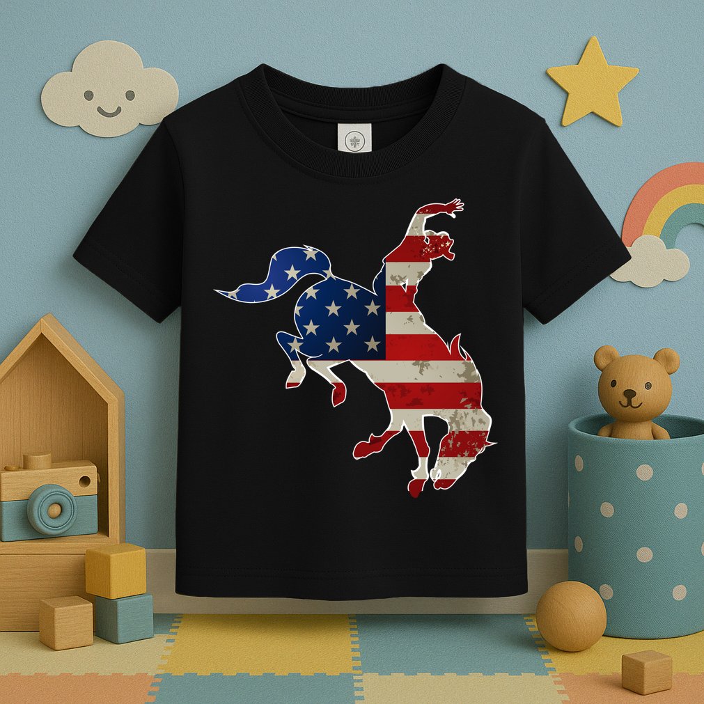 Man Riding Bucking In Rodeo Toddler T-Shirt