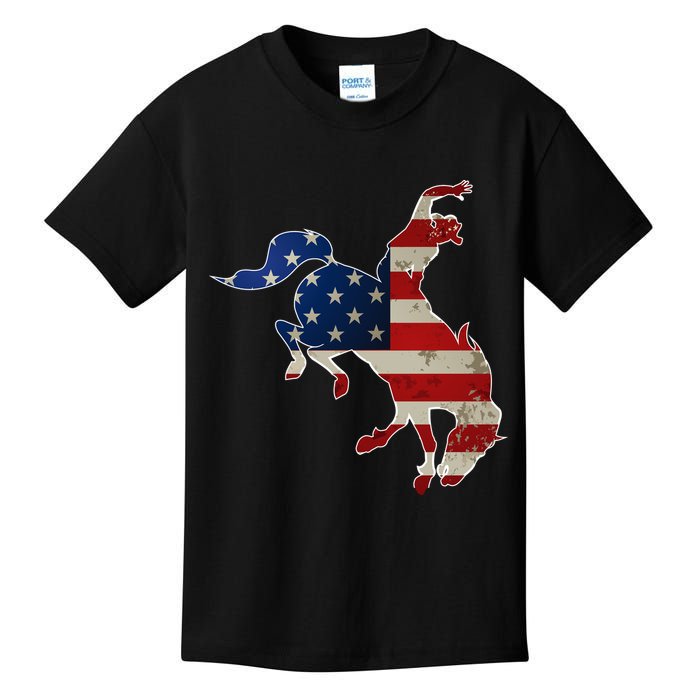 Man Riding Bucking In Rodeo Kids T-Shirt