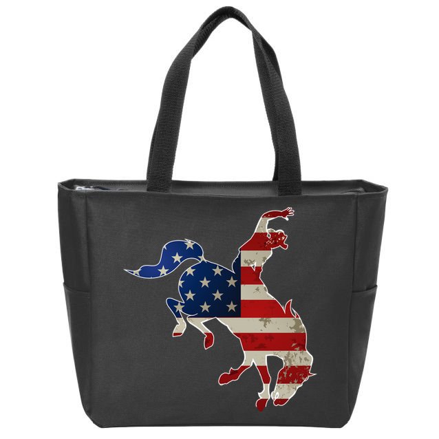 Man Riding Bucking In Rodeo Zip Tote Bag