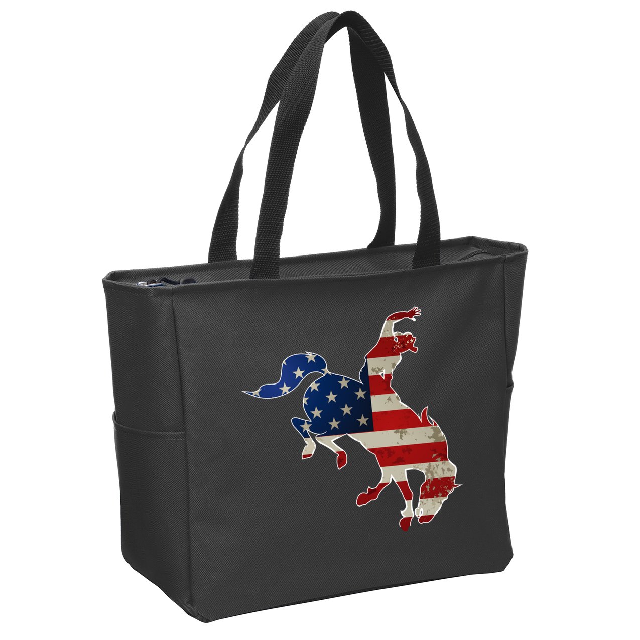 Man Riding Bucking In Rodeo Zip Tote Bag