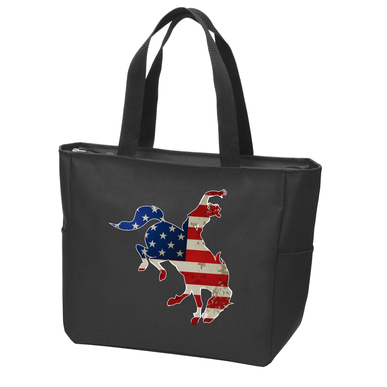 Man Riding Bucking In Rodeo Zip Tote Bag