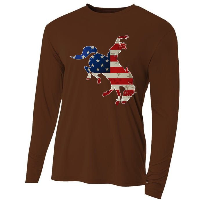 Man Riding Bucking In Rodeo Cooling Performance Long Sleeve Crew