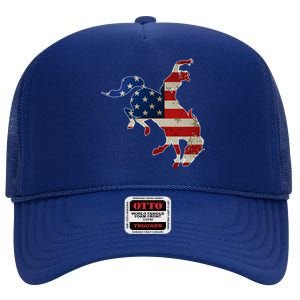 Man Riding Bucking In Rodeo High Crown Mesh Back Trucker Hat