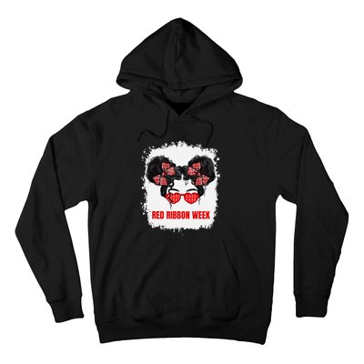 Messy Run Bleached Red Ribbon Week Awareness Hoodie