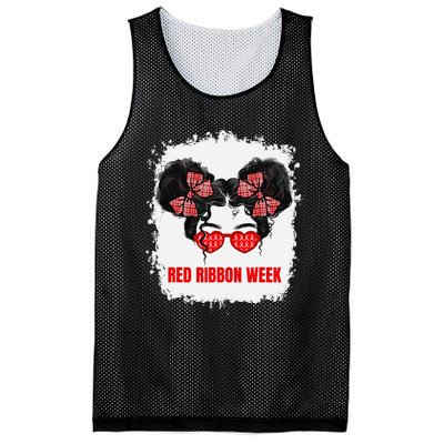 Messy Run Bleached Red Ribbon Week Awareness Mesh Reversible Basketball Jersey Tank