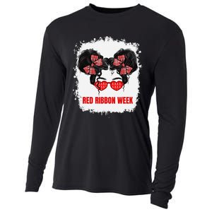 Messy Run Bleached Red Ribbon Week Awareness Cooling Performance Long Sleeve Crew