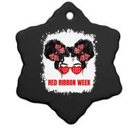 Messy Run Bleached Red Ribbon Week Awareness Ceramic Star Ornament