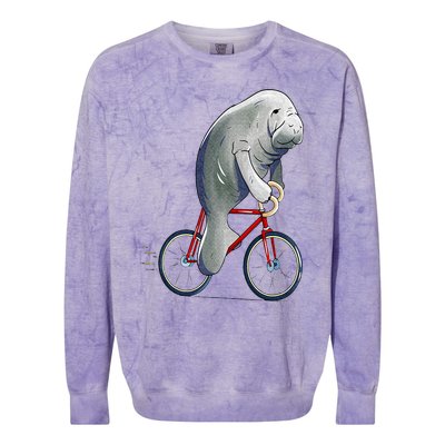 Manatee Riding Bicycle Cute Biker Cyclist Colorblast Crewneck Sweatshirt