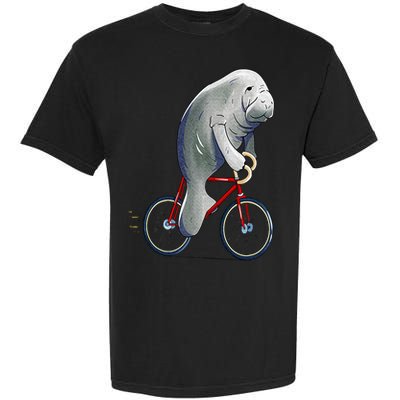 Manatee Riding Bicycle Cute Biker Cyclist Garment-Dyed Heavyweight T-Shirt