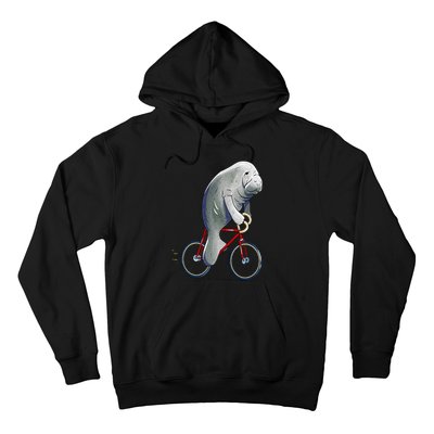 Manatee Riding Bicycle Cute Biker Cyclist Hoodie