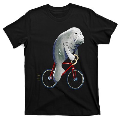 Manatee Riding Bicycle Cute Biker Cyclist T-Shirt