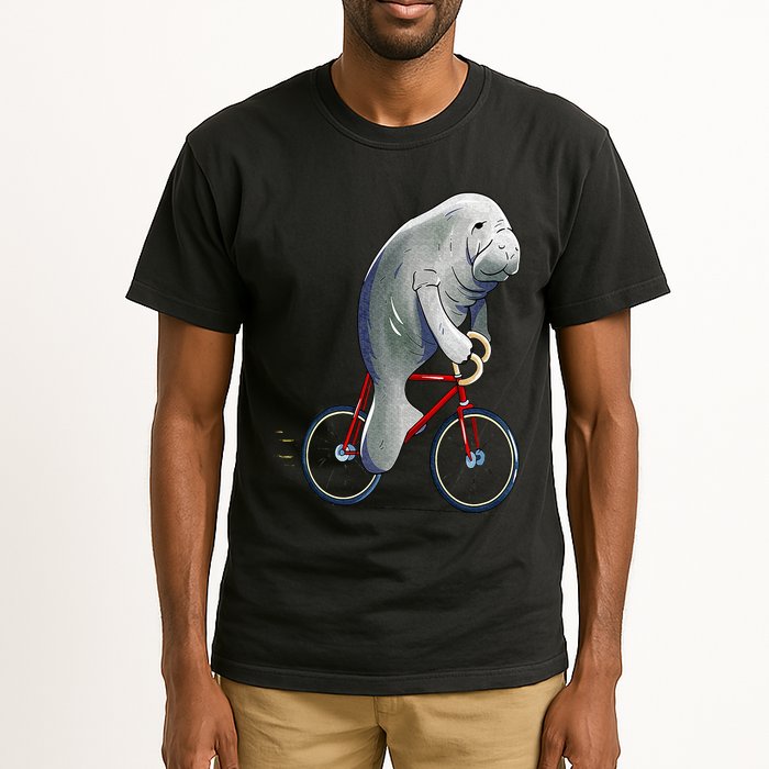 Manatee Riding Bicycle Cute Biker Cyclist Tall T-Shirt