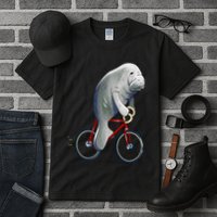 Manatee Riding Bicycle Cute Biker Cyclist Tall T-Shirt