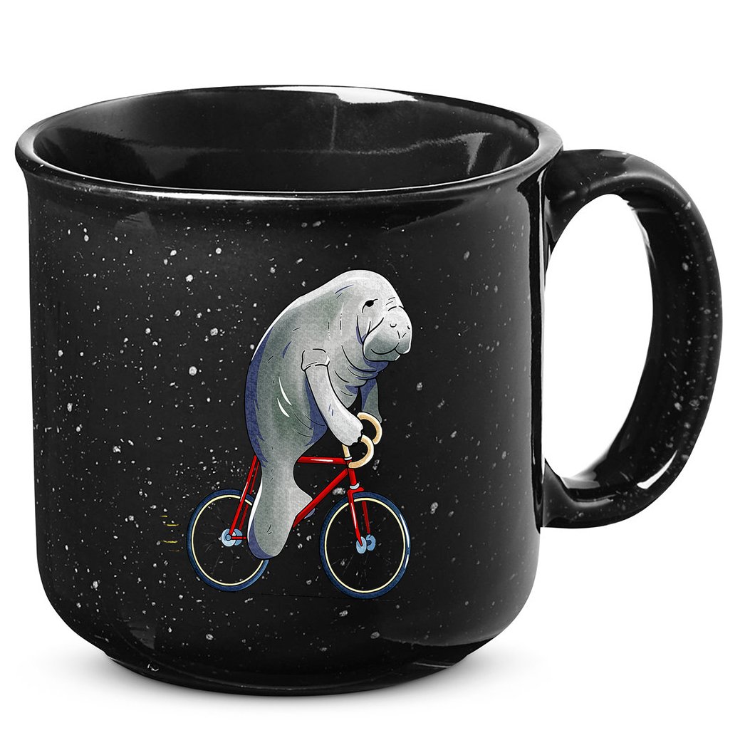 Manatee Riding Bicycle Cute Biker Cyclist 15oz Campfire Ceramic Mug