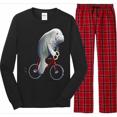 Manatee Riding Bicycle Cute Biker Cyclist Long Sleeve Pajama Set