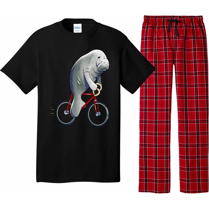 Manatee Riding Bicycle Cute Biker Cyclist Pajama Set