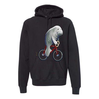 Manatee Riding Bicycle Cute Biker Cyclist Premium Hoodie