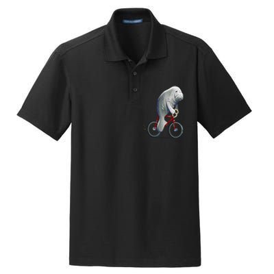 Manatee Riding Bicycle Cute Biker Cyclist Dry Zone Grid Polo