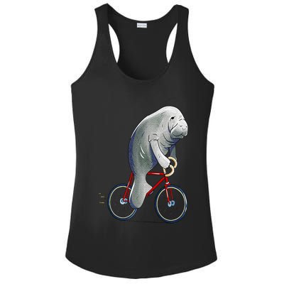 Manatee Riding Bicycle Cute Biker Cyclist Ladies PosiCharge Competitor Racerback Tank