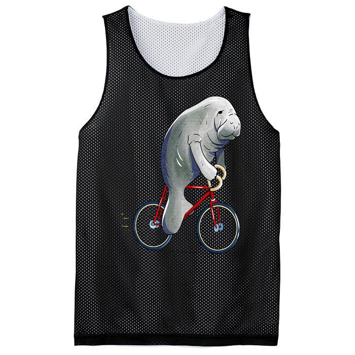 Manatee Riding Bicycle Cute Biker Cyclist Mesh Reversible Basketball Jersey Tank