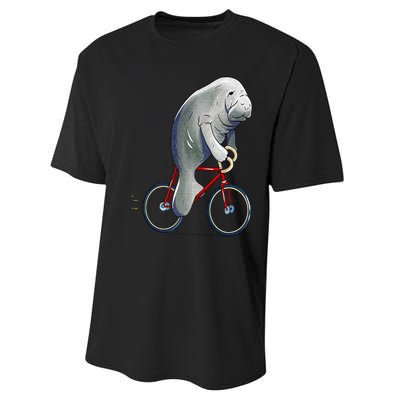 Manatee Riding Bicycle Cute Biker Cyclist Performance Sprint T-Shirt