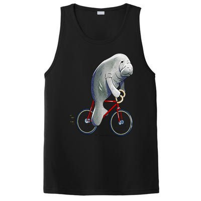 Manatee Riding Bicycle Cute Biker Cyclist PosiCharge Competitor Tank