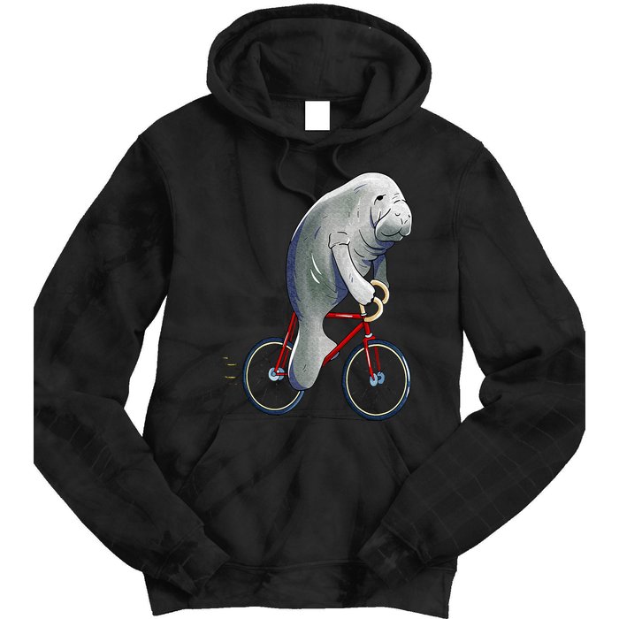 Manatee Riding Bicycle Cute Biker Cyclist Tie Dye Hoodie