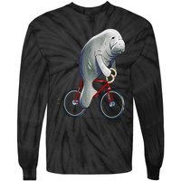 Manatee Riding Bicycle Cute Biker Cyclist Tie-Dye Long Sleeve Shirt