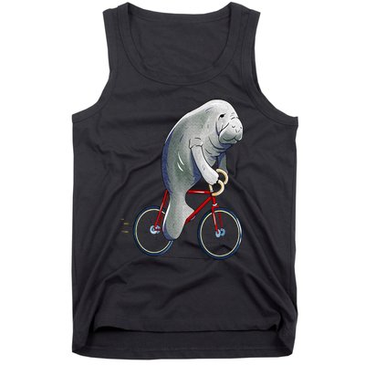 Manatee Riding Bicycle Cute Biker Cyclist Tank Top