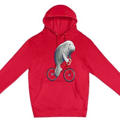 Manatee Riding Bicycle Cute Biker Cyclist Premium Pullover Hoodie