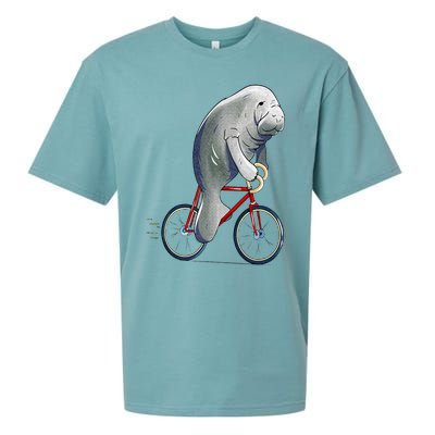 Manatee Riding Bicycle Cute Biker Cyclist Sueded Cloud Jersey T-Shirt