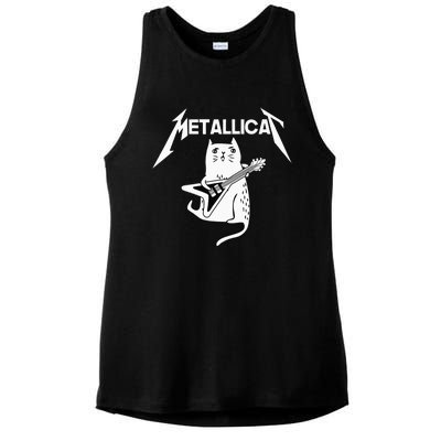 Mettalicat Rock Band Guitar Funny Christmas Gift Ladies PosiCharge Tri-Blend Wicking Tank