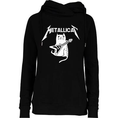 Mettalicat Rock Band Guitar Funny Christmas Gift Womens Funnel Neck Pullover Hood