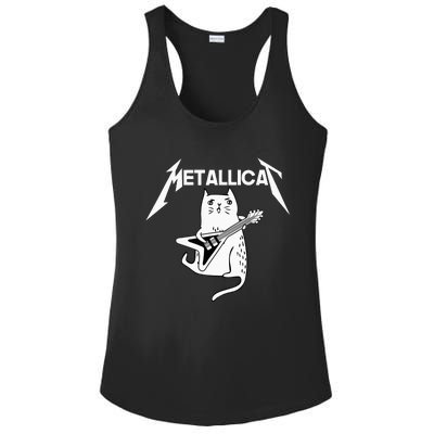 Mettalicat Rock Band Guitar Funny Christmas Gift Ladies PosiCharge Competitor Racerback Tank