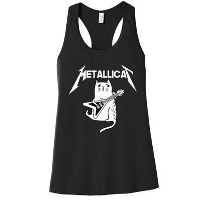 Mettalicat Rock Band Guitar Funny Christmas Gift Women's Racerback Tank