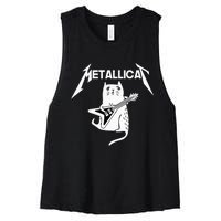 Mettalicat Rock Band Guitar Funny Christmas Gift Women's Racerback Cropped Tank